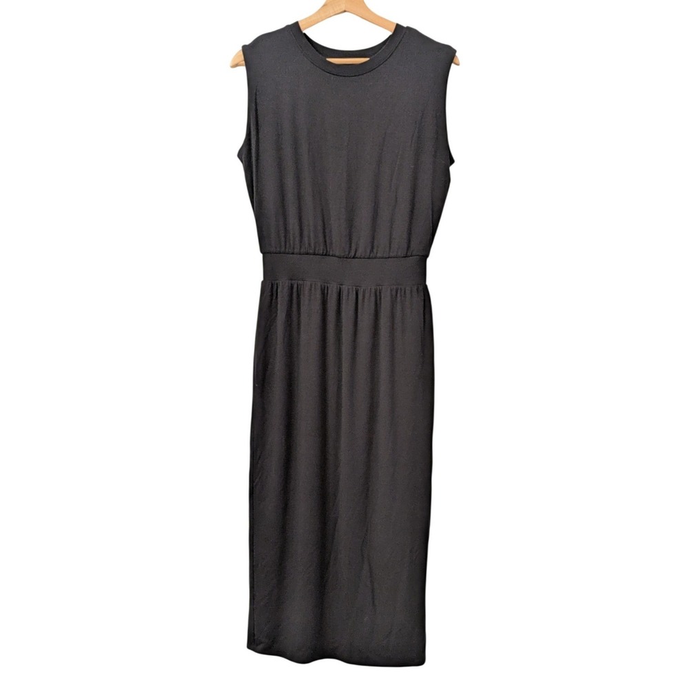 Athleta Santorini Cinch Dress Black Sleeveless Midi XS Travel Stretch Athleisure